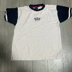 90s vintage Bugle Boy T-shirt Single Stitch White and Blue Size Large